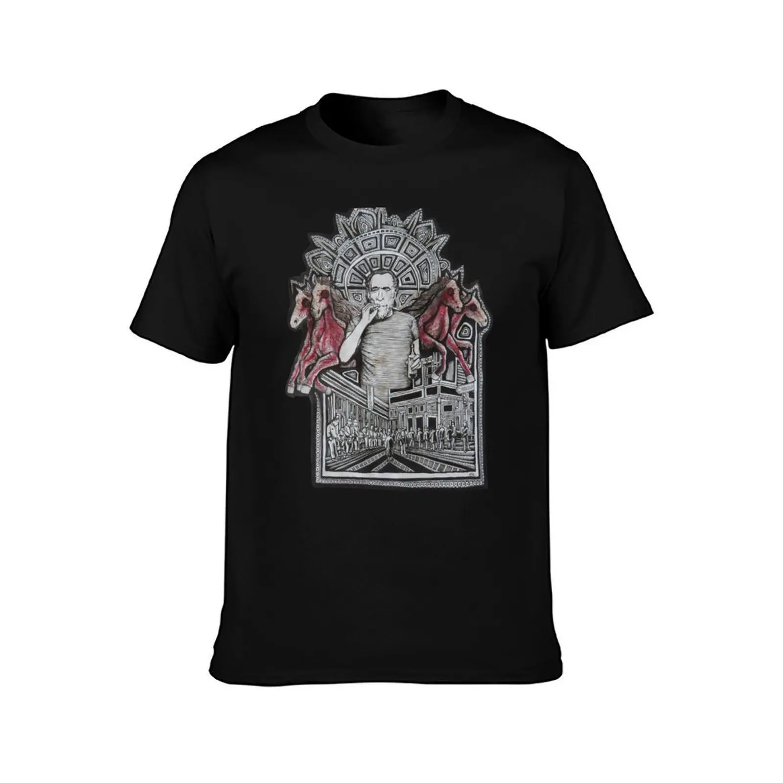 Bukowski (no.3) T-Shirt, Summer Casual Cotton Tee, Oversized Streetwear Tops, Vintage Graphic Print, Loose Fit Short Sleeve