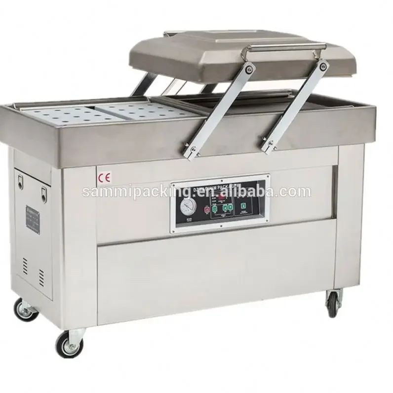 Factory direct sell stainless steel double chamber  practical vacuum sealing machine for meat, vegetables, rice