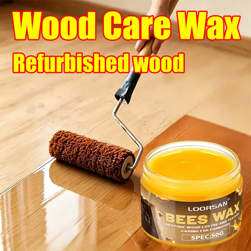 LOORSAN 50g Natural Beeswax Wood Care Wax Furniture Floor Polish Wooden Cabinet Chair Restoration Cream Wood Conditioner