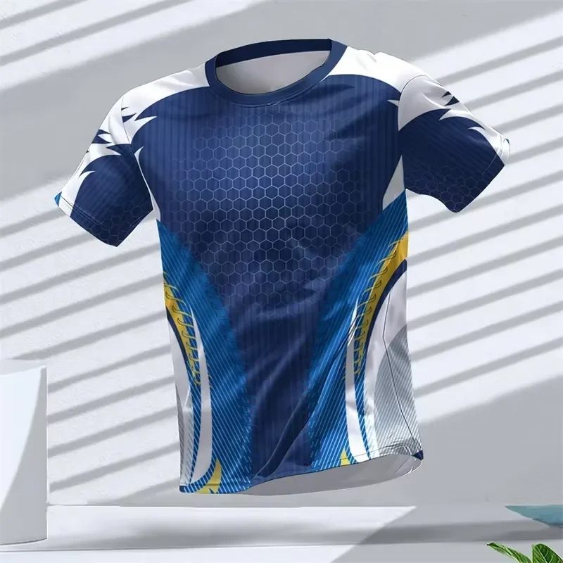 3D Digital Print Geometric Graphic Sports T Shirt Men 2026 Summer Casual Running Table Tennis Tee Trendy Streetwear Fashion