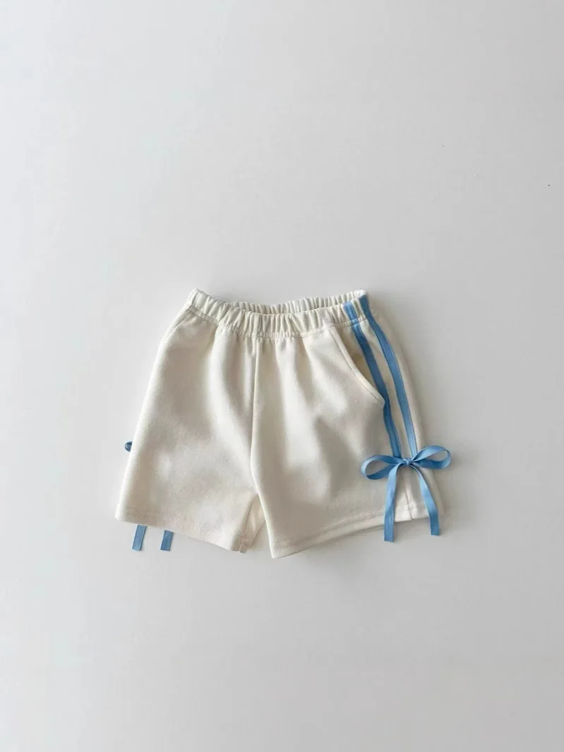 2025 Primavera Estate Nuova neonata Pantaloncini con fiocco color caramello Pantaloncini larghi carini per bambini Pantaloni casual per ragazze per bambini Vestiti per bambini