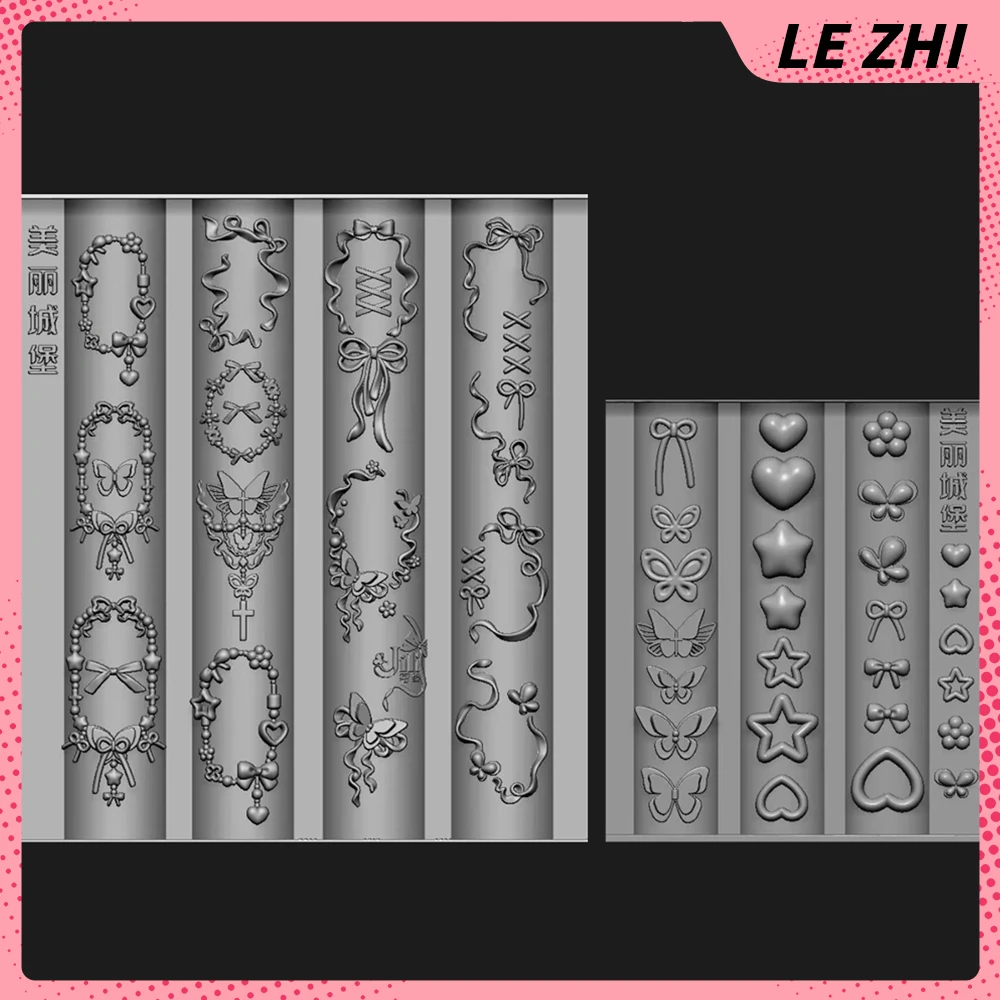 

1Pc Sweet Lovely Bowknot Flower Butterfly Nail Art Silicone Mold Five-Pointed Star Heart Necklace Ribbon Nail Mold Decoration