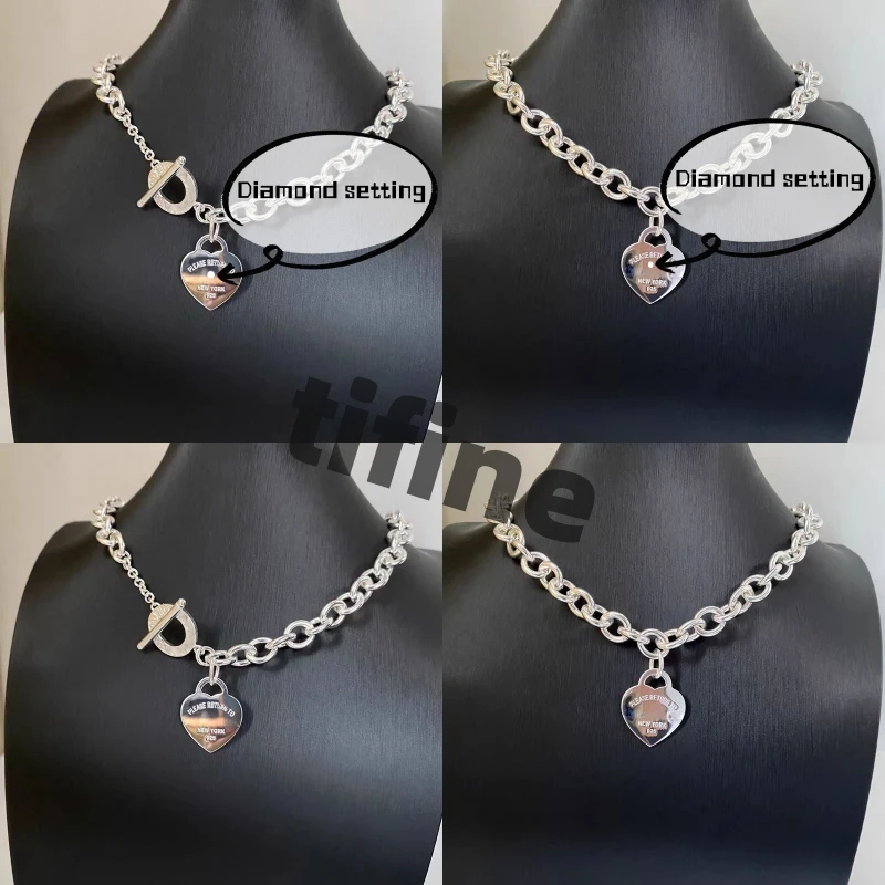 Classic series of love pendant couples style bracelet thick chain, fashion heart pendant chain, holiday gifts