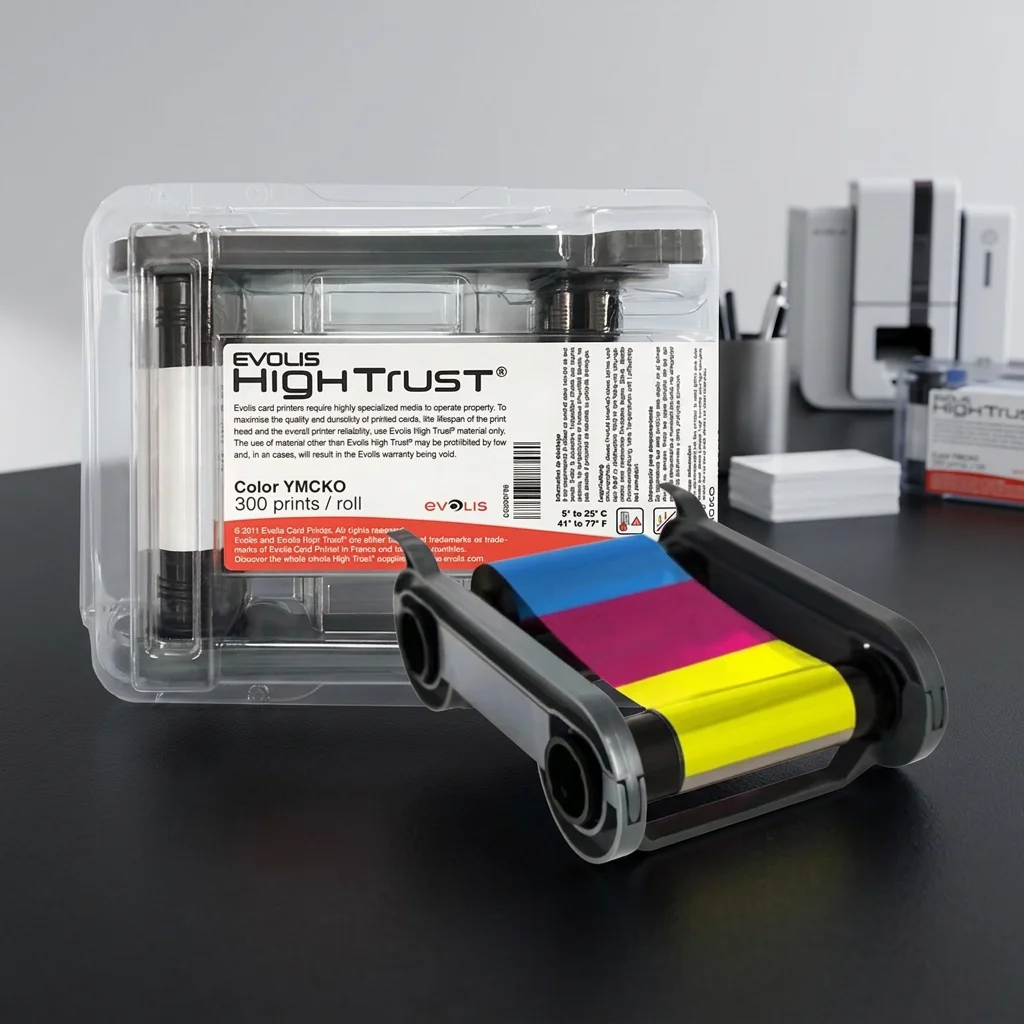 Suitable for color YMCKO high-density PET printer color ribbon (300 sheets printed) original, suitable for ID card printer