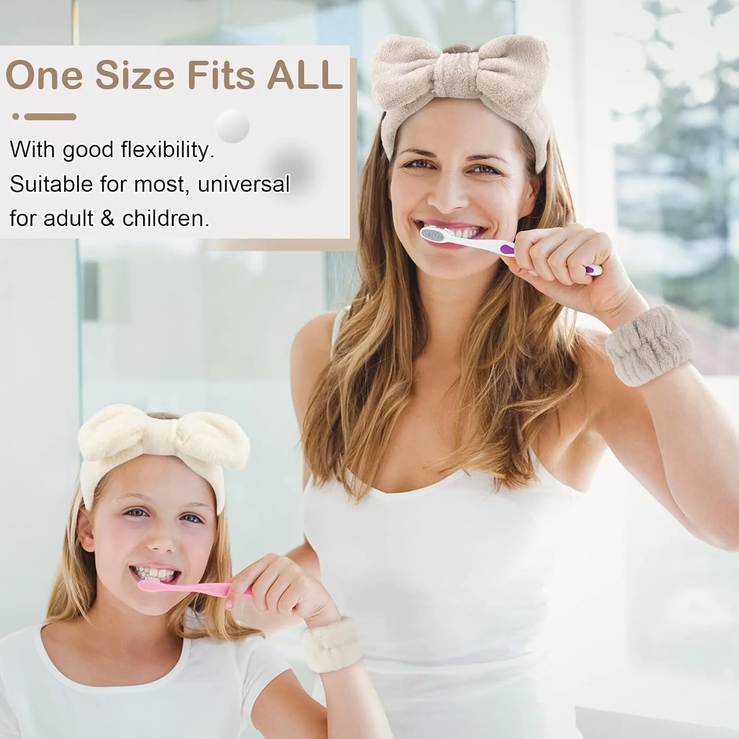 مجموعة عصابة رأس وسوار معصم مكونة من 6 قطع، عصابة رأس لغسل الوجه وعصابة رأس للمكياج والعناية بالبشرة لغسل الوجه وعصابة الرأس #4