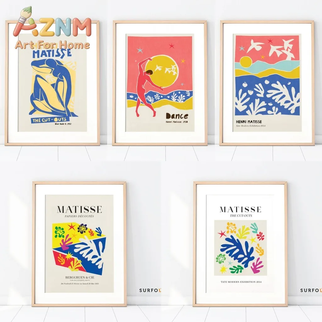 Henri Matisse Cutout Pattern Posters and Prints Colorful Abstract Nude Dancing Body Leaf Canvas Painting Wall Art Decoration