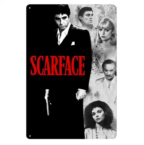 1p，Scarface Al Pacino Movie Metal Poster Tin Sign - 20x30cm Plate