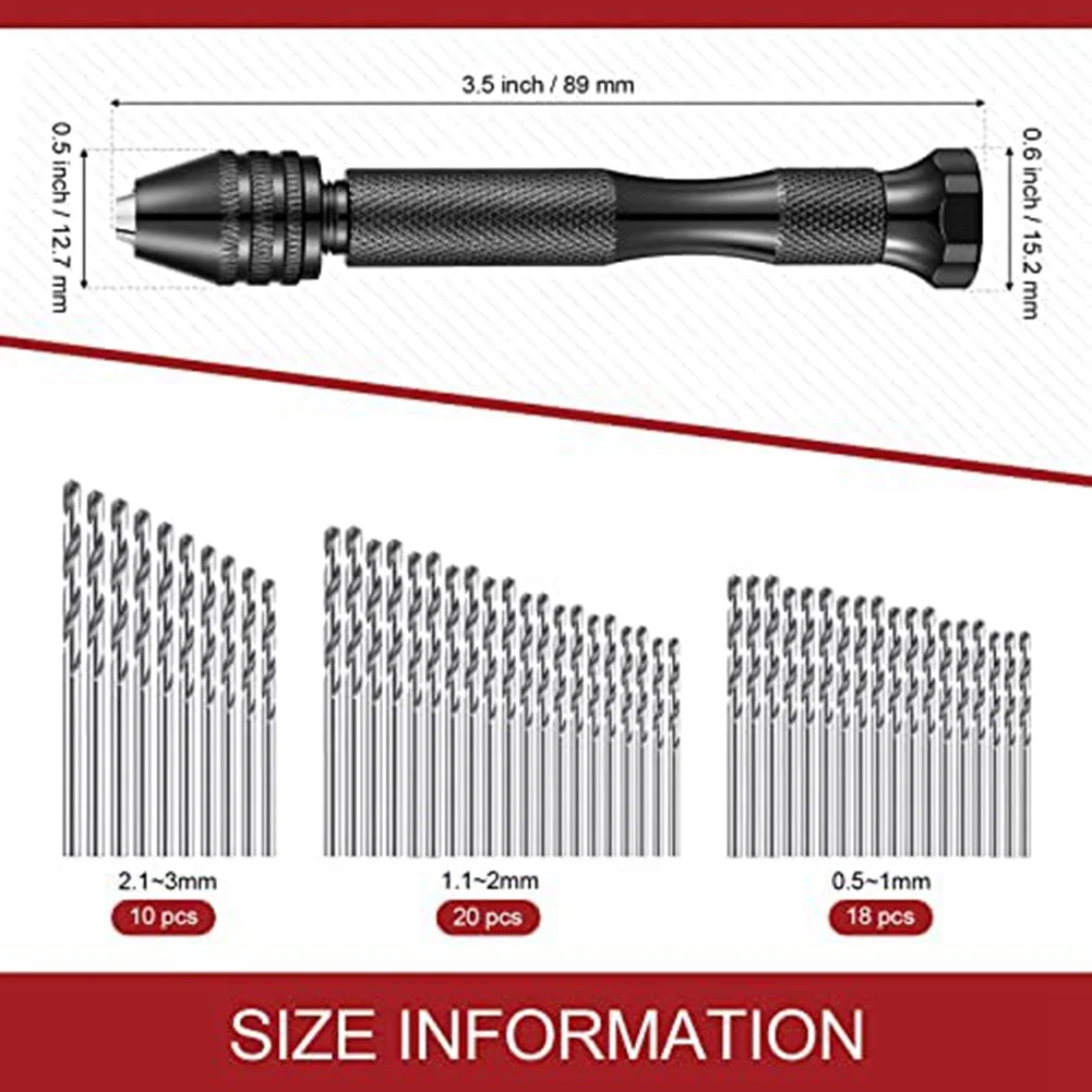 Juego de brocas manuales de 59 Uds., 49 Uds. De tornillo de banco de Metal, Mini brocas helicoidales y herramientas rotativas de PCB de carburo de 10 Uds.