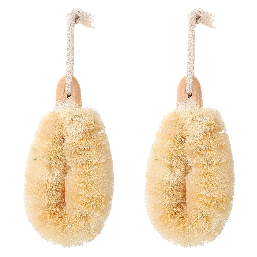 

2 Pcs Bath Brush Bath Body Scrubber Exfoliator Dry Skin Brushes For Body Wood Cleaning Tool Long Handle