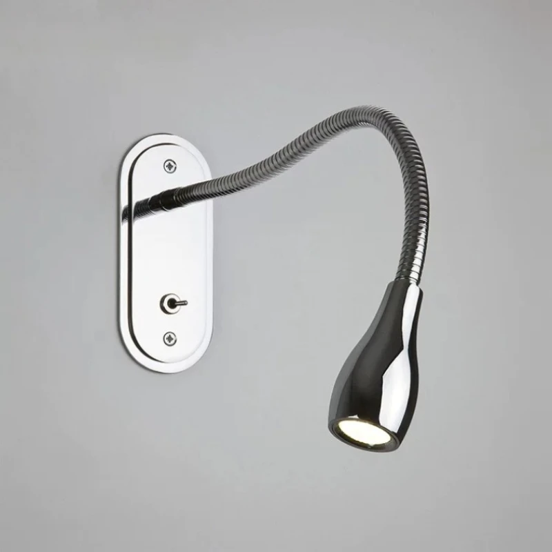 LED Bedside Wall Lamp With Switch Recessed Working Study Reading Lamp Flexible Gooseneck Adjustable for Hotel  Night Light
