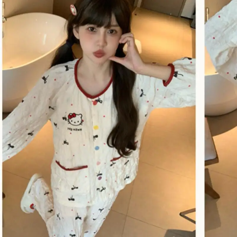 

New Women's Home Wear Set Spring Autumn Maternity Long Sleeved Trousers Pajamas Cotton Breastfeeding Maternity Two Piece Set
