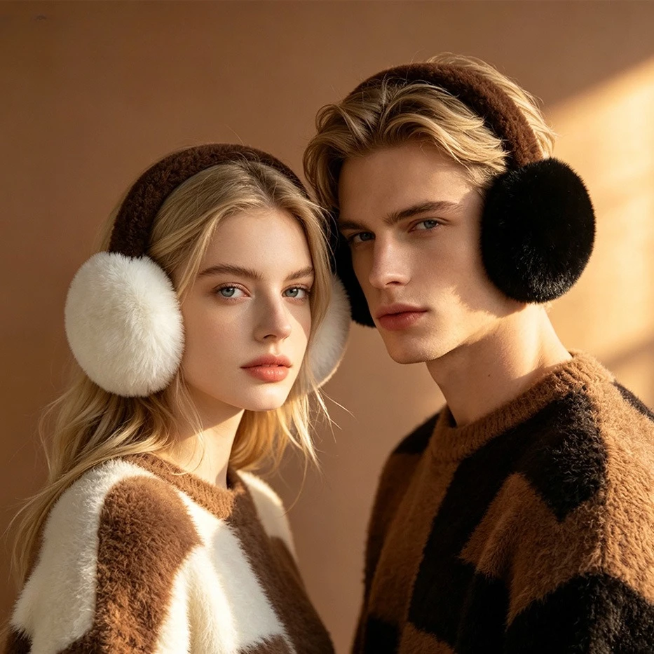 Super Soft Plush Ear Muffs Warm Winter Faux Fur Earmuffs for Women Comfortable Headband Style Ear Warmer for Outdoor Daily Wear