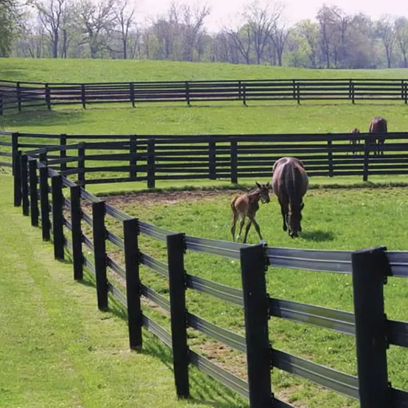 PVC Horse Fence Rail 5ft 6ft Black Vinyl Paddock Panel for Ranch Livestock Farm