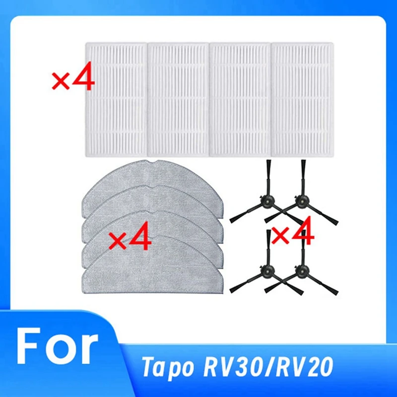 

ABFU-For Tapo RV30/RV20 Robot Vacuum Cleaner Sweeper Accessories Side Brush Rag Filter