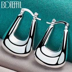 DOTEFFIL 925 Sterling Silver Smooth U Hoop Earring For Charm Women Party Gift Fashion Wedding Engagement Jewelry