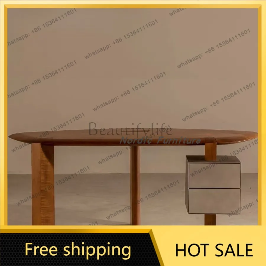 YJ Nordic light luxury modern designer hotel creative solid wood restaurant dining table combination home living room leisure ta
