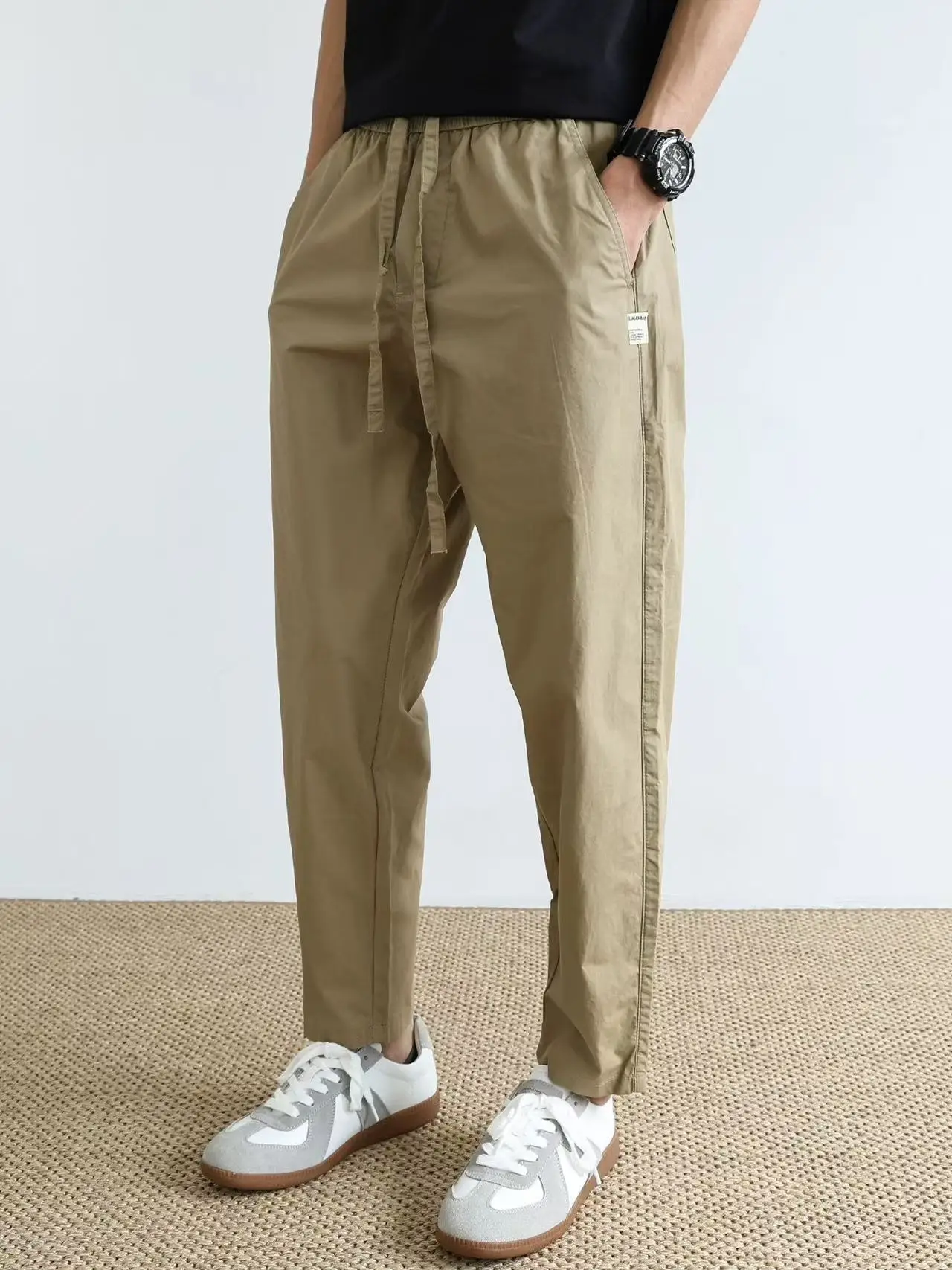 

Fashionable Versatile Men's Loose Fit Cotton Work Trousers Nine-Piece Straight Leg Casual Pants Spring Autumn New Style