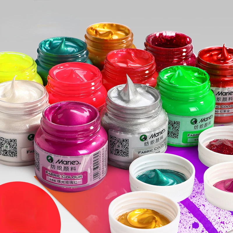 50ml Acrylic Water-Based Color Inks for Textiles Screen Printing Stencil Clothes/Cardboard/Fabric/Paper Pigment DIY Paints Tool