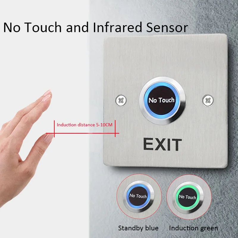 IP68 Waterproof Infrared Sensor Exit Switch No Touch Contactless Switches Door Release Exit Button With LED For Access Control