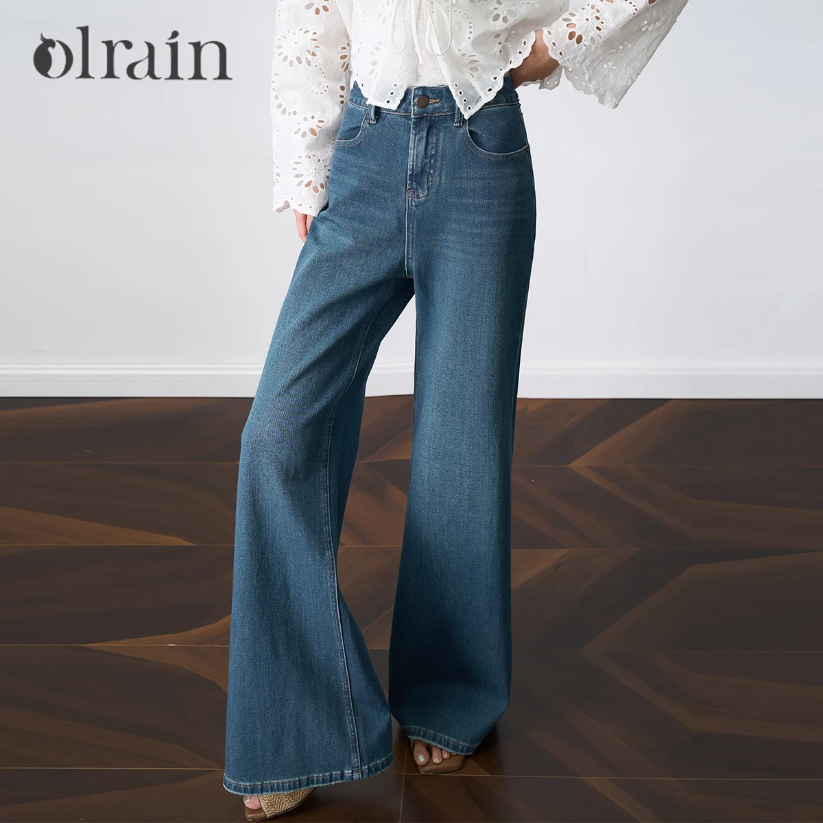 

OLrain 2025 Women's Wide-leg Jeans Women's Autumn New High-waisted Thin Trousers Retro Loose Fit Solid Pants Female O57QA001825