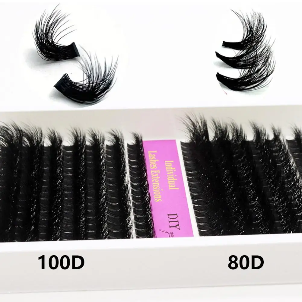 Cílios clusters falso vison cílios extensão volumoso fofo fino gato cílios clusters maquiagem