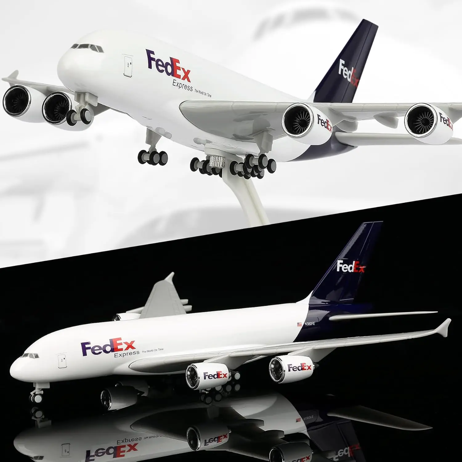 

30cm Toy planes Model Kit Compatible for FedEx A380 Diecast Resin Airplane Model For Aviation Enthusiasts Gifts or Decorations