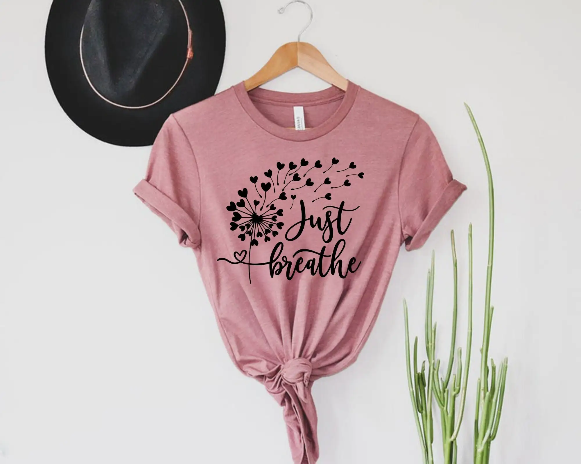 Just Breathe T Shirt Meditation Yoga Relax Dandelion Relaxing Floral Flower Positive