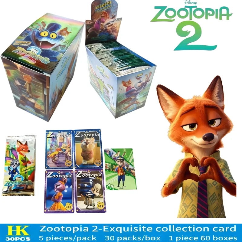 2026 nuevo Zootopia 2 150 Uds Flashcard juego de cartas coleccionables con láser de lujo para niños juego completo de cajas ciegas brillantes regalo de Navidad