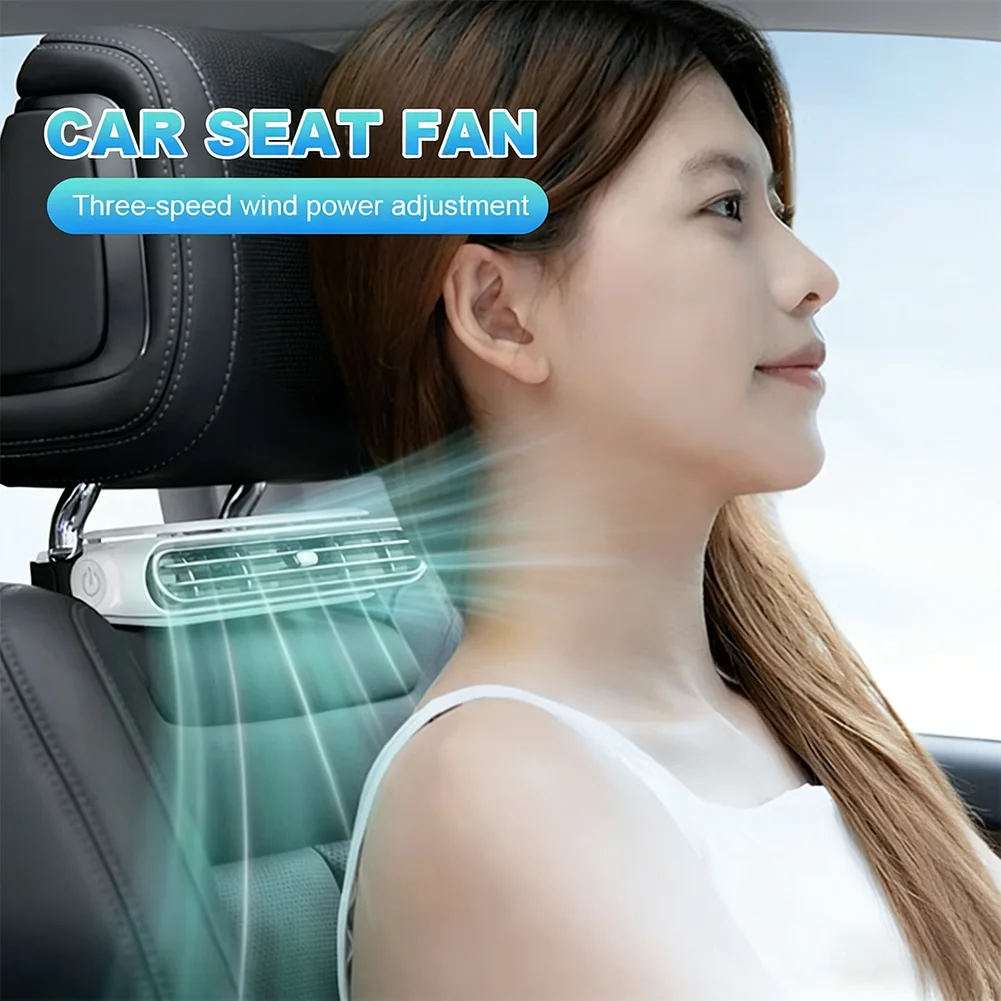 Car Seat Fan Cooling Air Fan 3000mAh Portable Summer Cooling Ventilation Fan for Car Seat Low Noise Adjustable Wind Speed