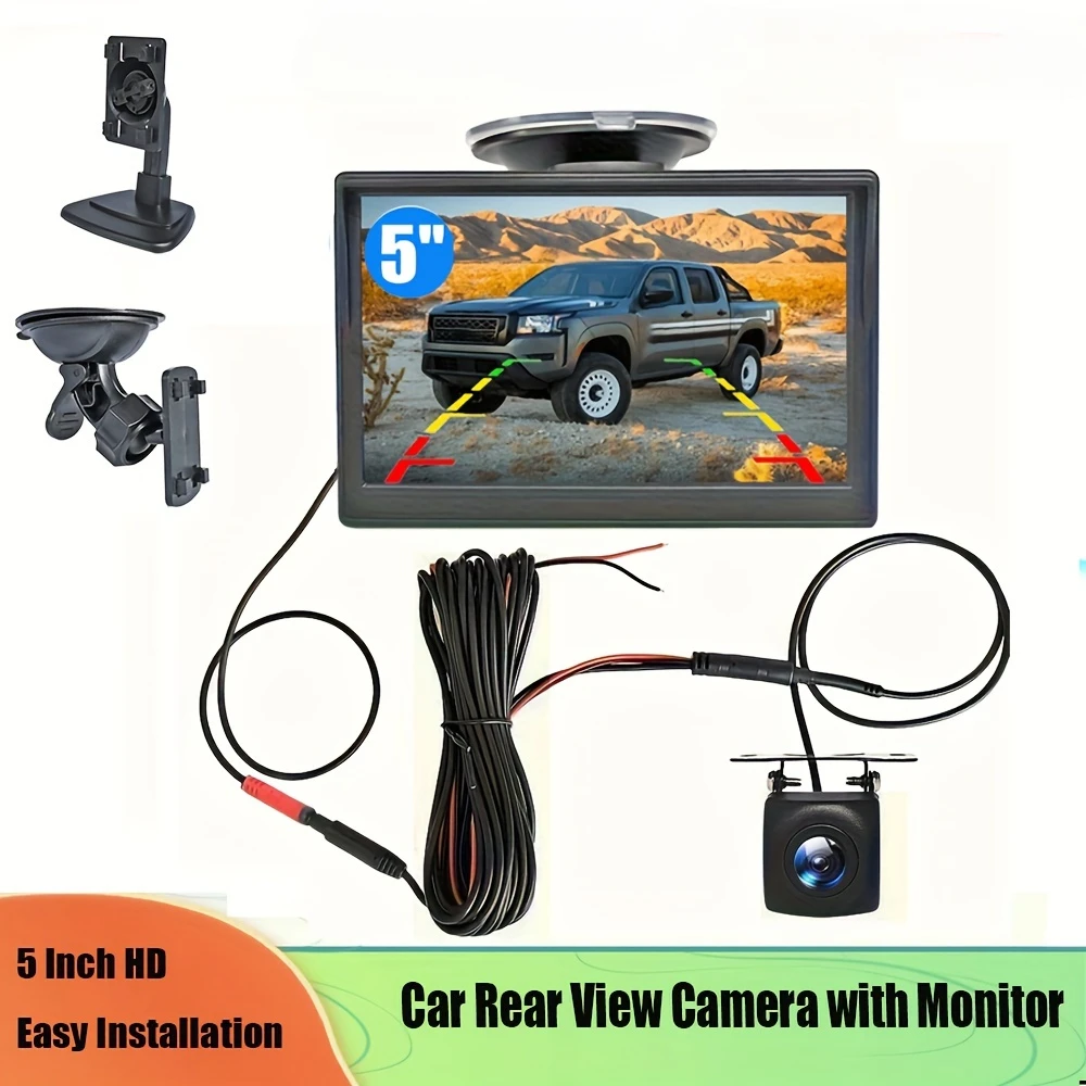 

5in IR Backup Camera Monitor System Car Rear View Reverse Parking Night Vision 4pin 12V Display for Vehicle Parking