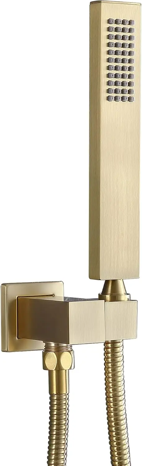 

Brushed Gold Hand Held Shower Head Set with Brass Connector and Stainless Steel Hose