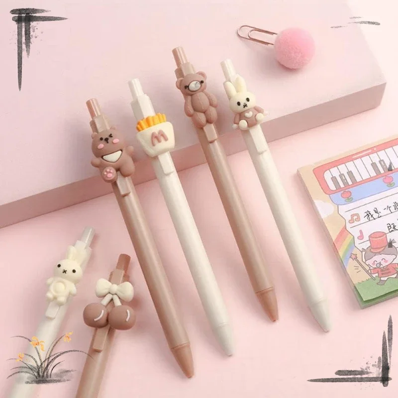 5 Pcs Creative Cute with Cartoon Bear Rabbit Animal Gel Pen, Funny Kawaii Neutral Water Pen