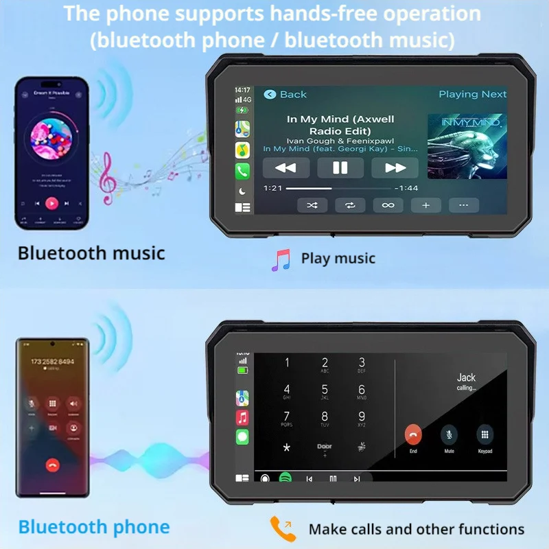 Display intelligente da 6 pollici per moto – CarPlay wireless e Android Auto |   Impermeabile IP67 | Supporta Siri |    Assistente Google.