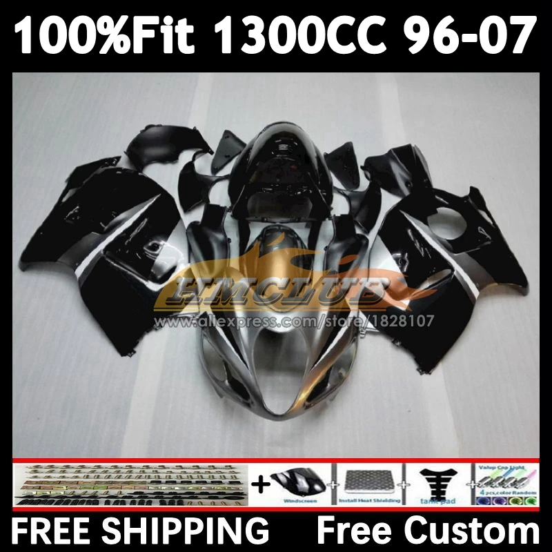 Body For SUZUKI Hayabusa GSXR 1300 GSXR1300 96 97 98 99 01 36No.2 silvery black GSXR-1300 2002 2003 2004 2005 2006 2007 Fairing