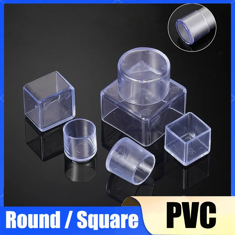 4Pcs Chair Leg Pad Round Square Furniture Leg Table End Plug PVC Silent Anti-slip Floor Protection Cap Foot Cover