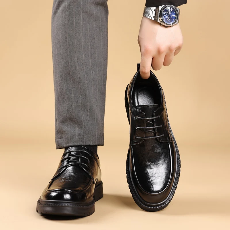 

Men's Classic Leather Shoes Minimalist casual luxury style Work or leisure daily adult suit Black brown hot selling Dress New