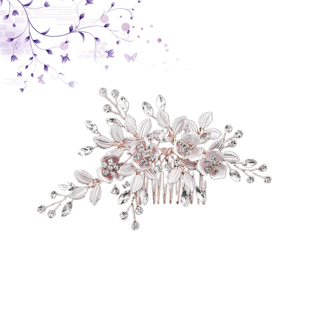 

Flowers Inlaid Diamond Comb Elegant Crystal Hairpiece Golden Bridal Wedding Hair Accessories Beautiful Headdress Fits Occasions