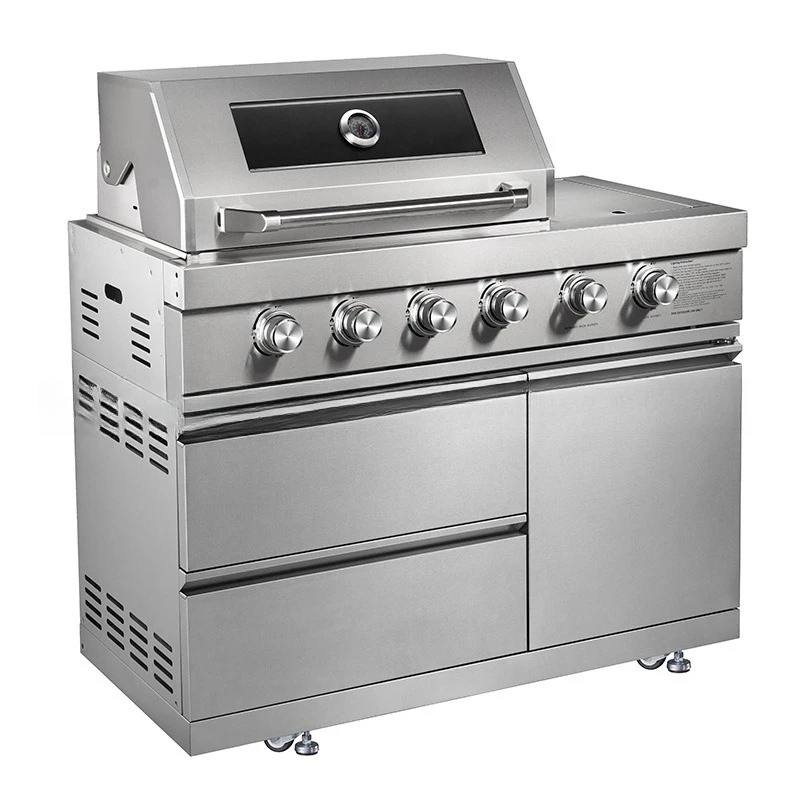 

Stainless Steel BBQ Table Gas BBQ Grill Outdoor Cabinet Built-in BBQ Table Hotel Villa