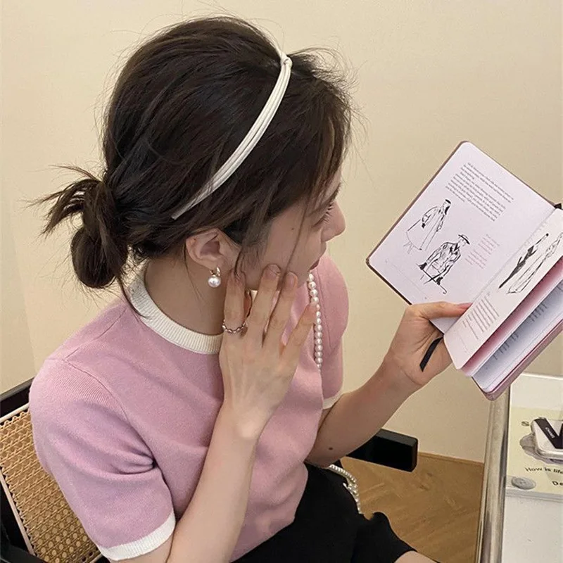 Simple Pure Color Headbands Leather Cross Knot Women Hairbands Daily Fashion Head Hoop Headwear Accessories