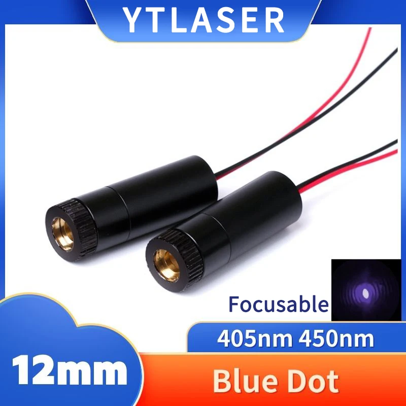 Cam Lens/PMMA Lens D12X45mm Odaklanabilir 405nm 450nm 5mW 10mW 20mW 30mW 50mW 80mW Mavi Nokta Lazer Diyot Modülü Endüstriyel Sınıf