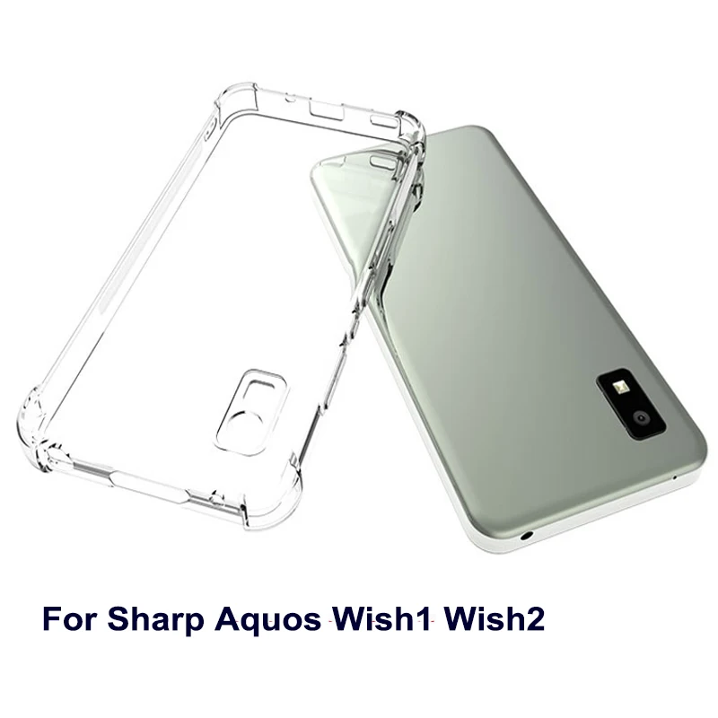 Para Sharp Aquos Wish 1 2 funda con cojín de aire a prueba de golpes transparente Airbag funda trasera de silicona TPU funda de teléfono suave para Sharp Aquos Wish2