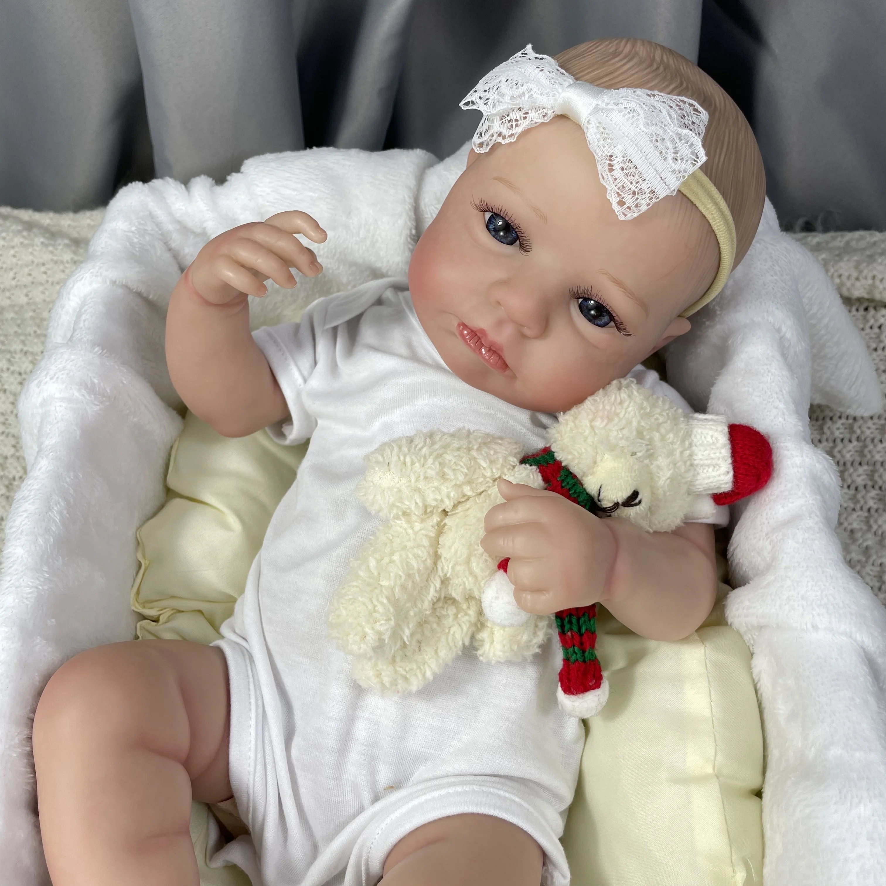 50CM Already Painted Finished Reborn Baby Doll LouLou Awake Newborn Baby Size 3D Skin Visible Veins Collectible Art Doll