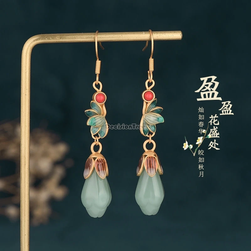 2024 ancient style earrings chinese style silver new chinese earrings retro national earrings court style hanfu accessory b26