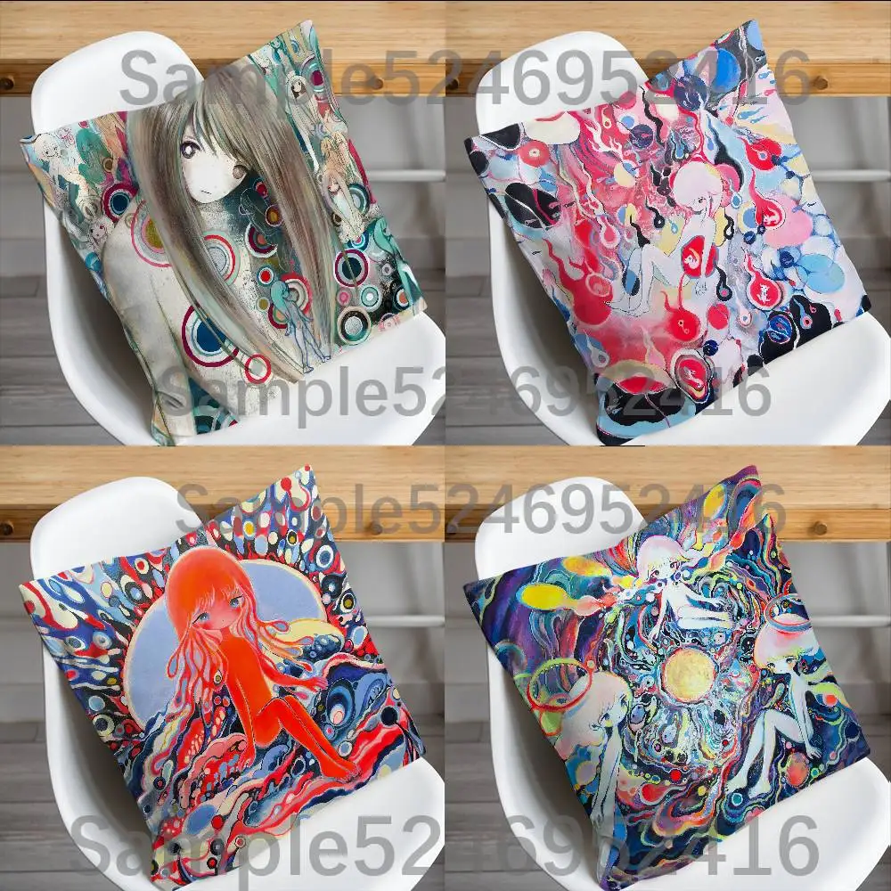 

S-Siku Art Painting Cute Pillow Case Short Plush Sofa Decorative Gift Home Double-sided Printing Cushio