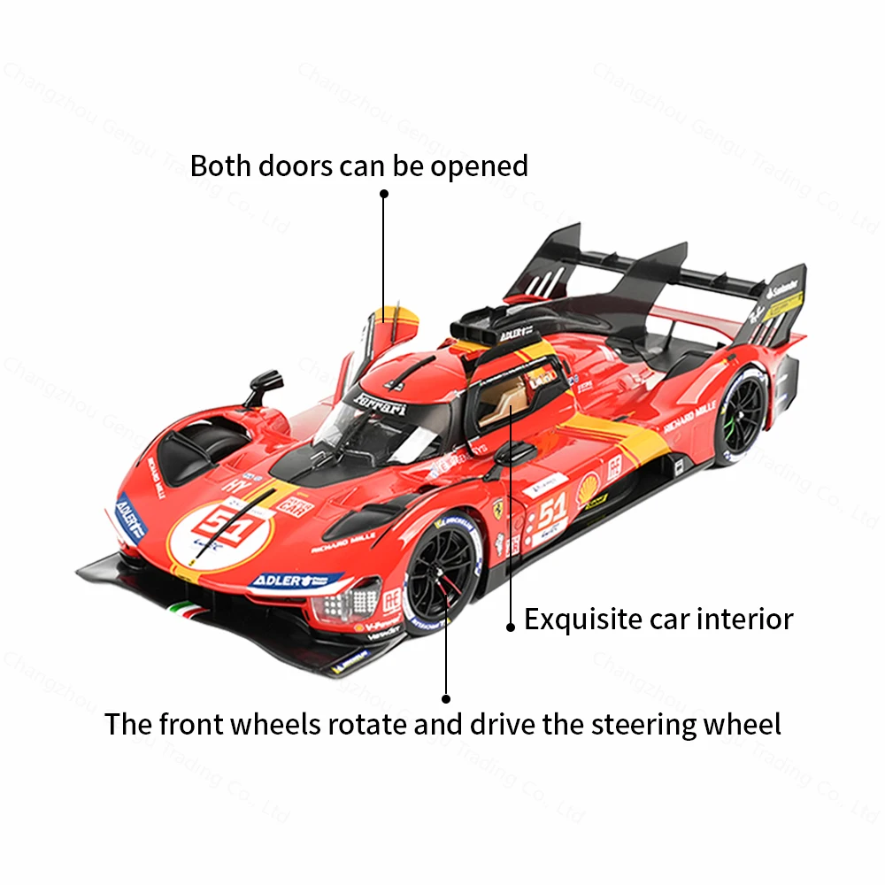 Bburago 1:18 Ferrari 499P LMH 2023 24H LEMANS CHAMPION Sports Car Static Simulation Die Cast Vehicles Collectible Model Car Toys