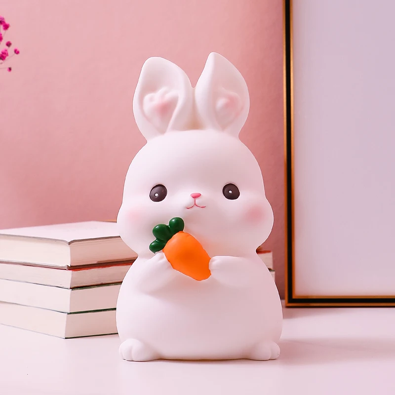 Cute Rabbit Money Bank Piggy Box for Kids Room Decor Cute Birthday Gift Idea for Boys Girls Nursery Bedroom Desktop Decoration
