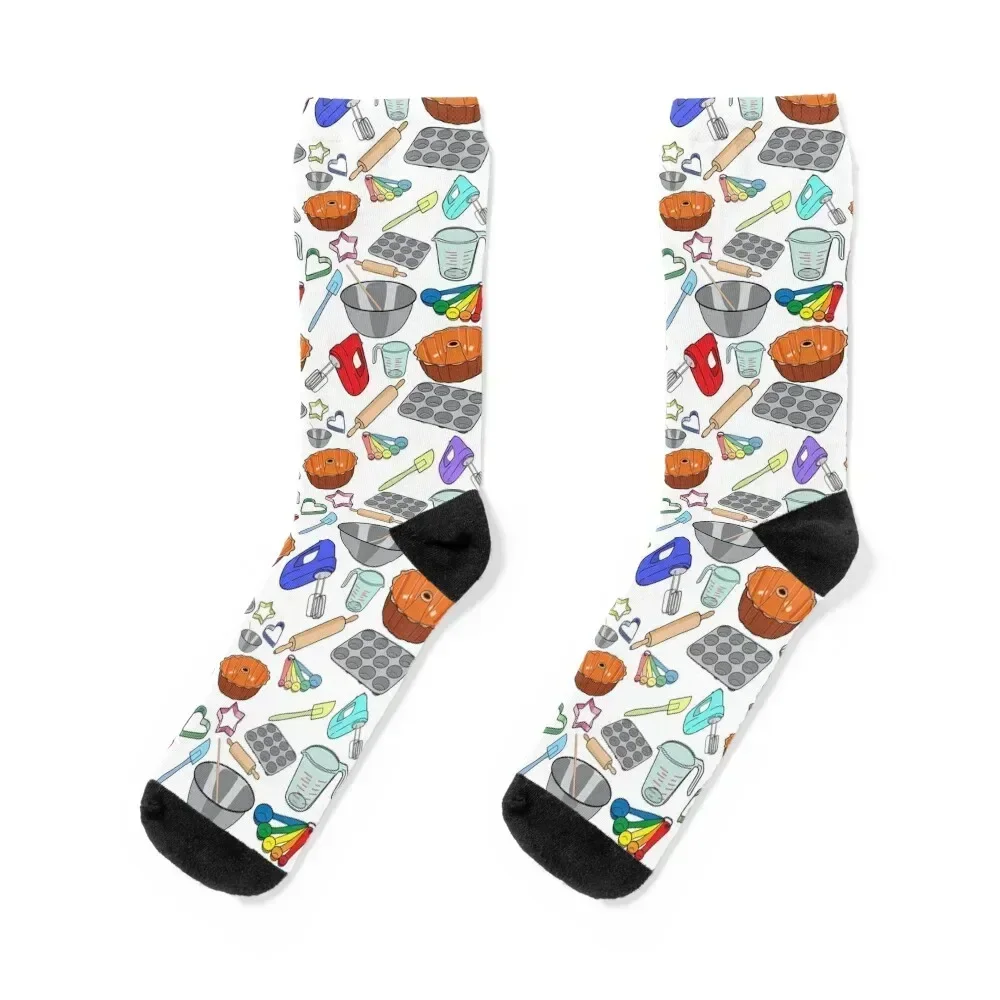 

Fun Baking Tools Illustrations Pattern Socks compression anti-slip Toe sports designer Boy Socks Women's