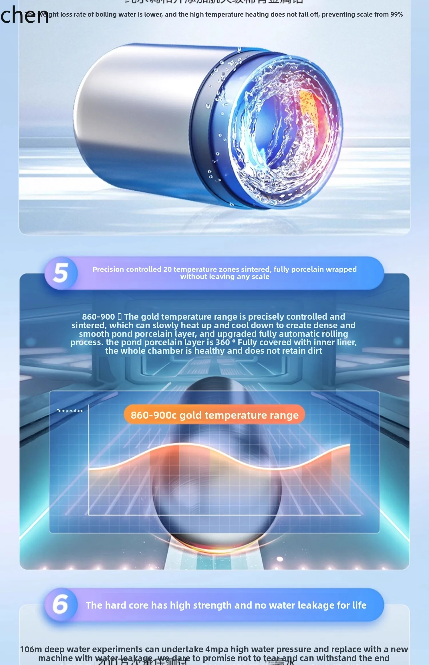 ZML scaldabagno elettrico domestico piccola velocità di conversione di frequenza riscaldamento purificazione dell'acqua di efficienza energetica di prima classe