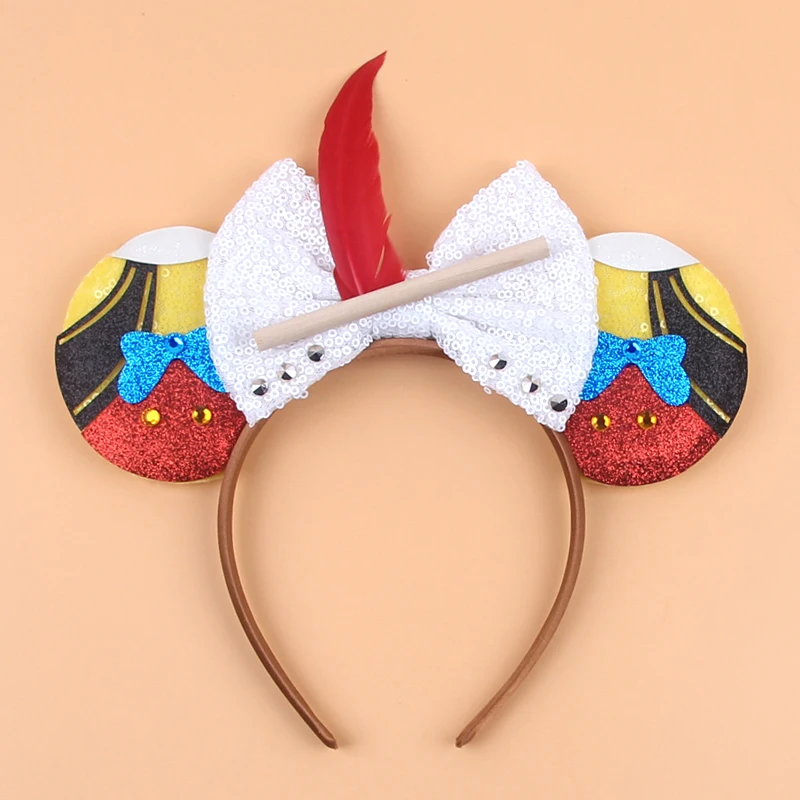 2024 Disney Castle Fireworks Mouse Ears Headband Sequins Bow Hairband For Girls Children Featival Party DIY Hair Accessories