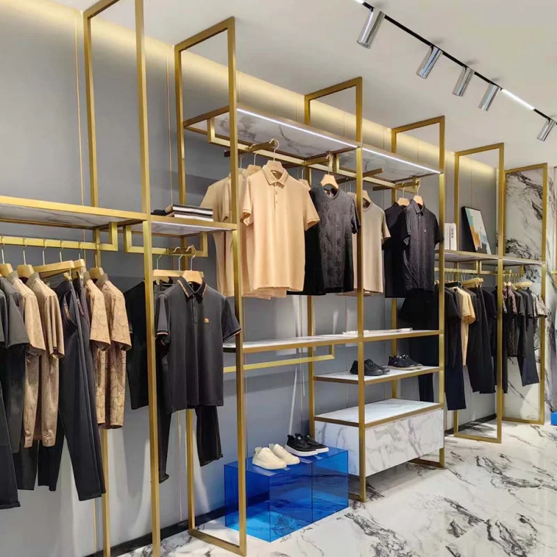 [Customized]Clothing Store Furniture Design Retail Store Metal Display Racks Shelf Clothes Display Rack Cabinet Rack Sh